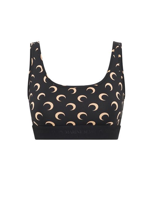 moon printed jersey sports bra woman black and tan MARINE SERRE | WUW055BCJER0001IT99